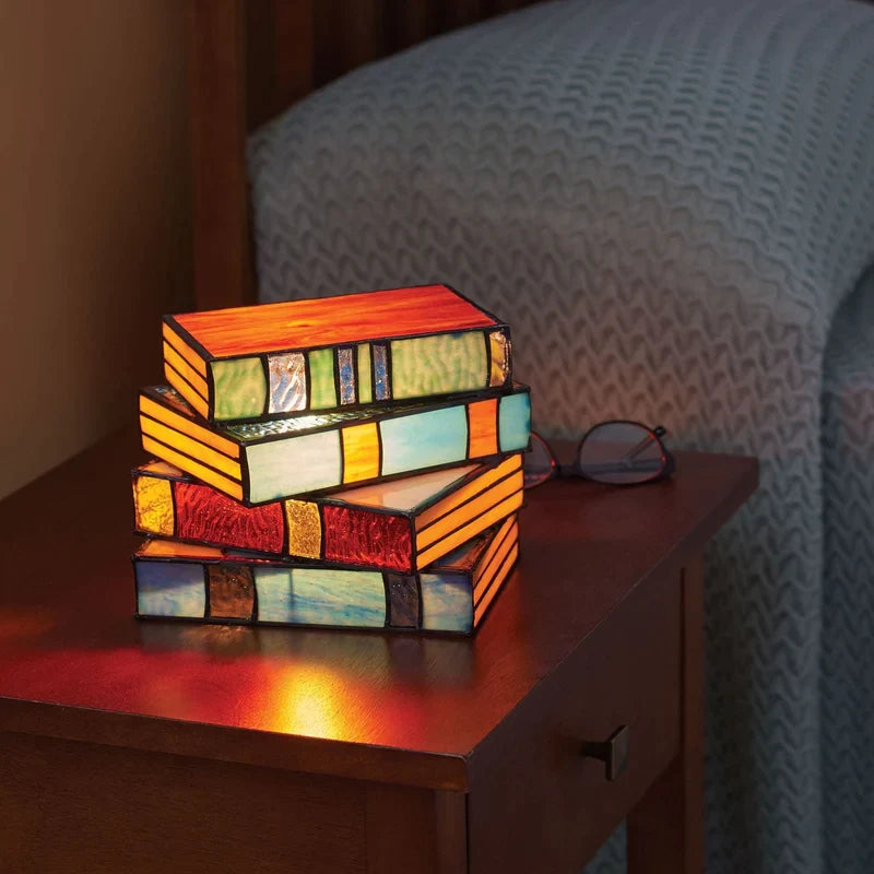 Stained Glass Books Lamp