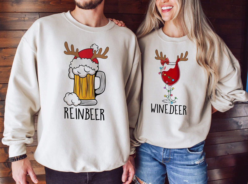 ReinBeer and Winedeer Couples Sweatshirts Set