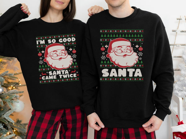 Santa Came Twice Couples Sweatshirts Set