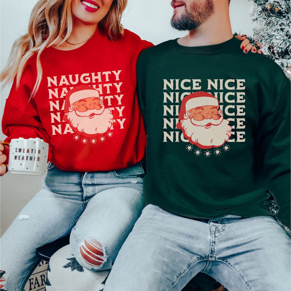 Naughty and Nice Couples Sweatshirts Set