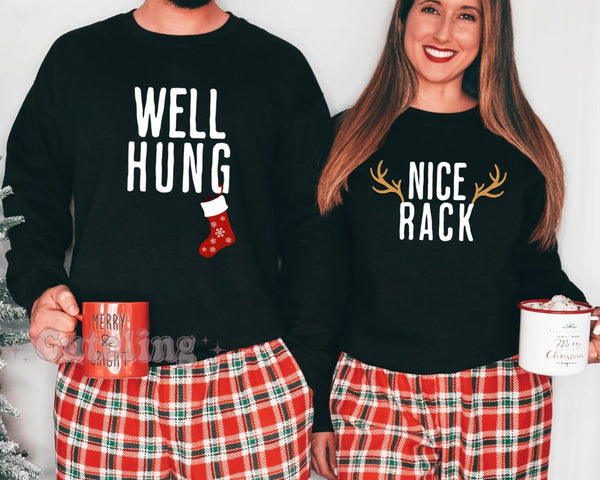 Well Hung Shirt Nice Rack Couples Sweatshirts Set